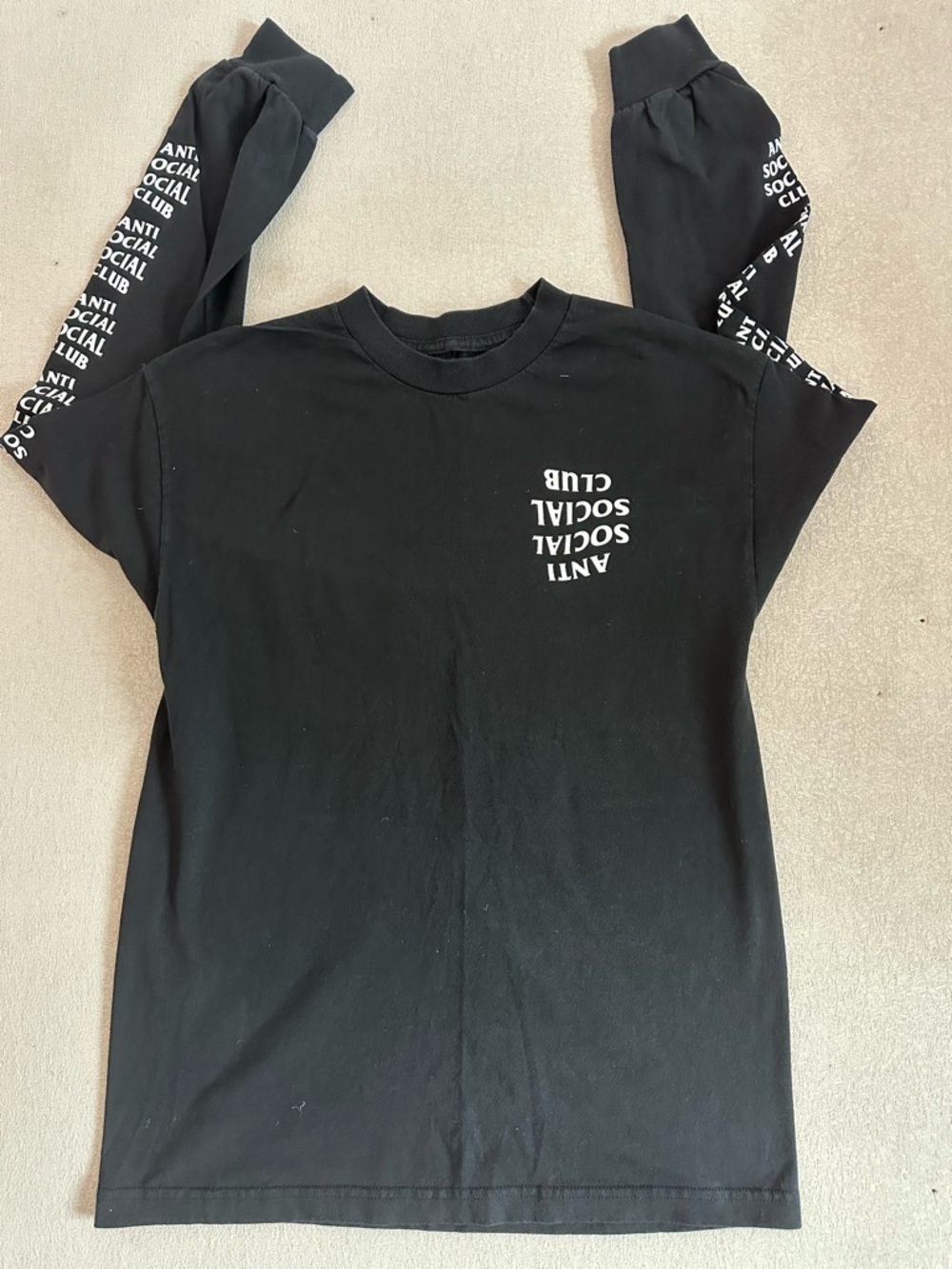 Anti Social Social Club Black Crewneck with Subtle White Logo Print
